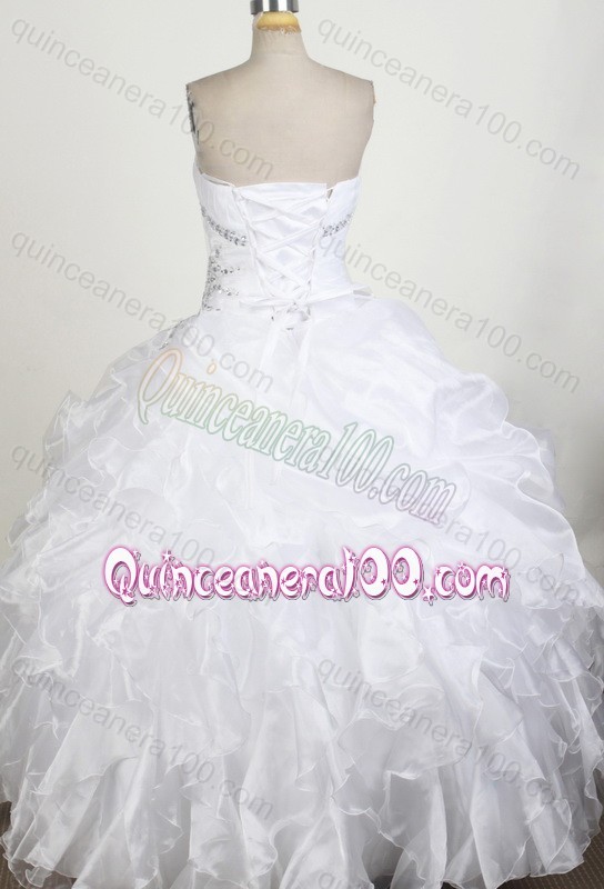 Perfect White Ball Gown Beading and Ruffles Quinceanera Dresses