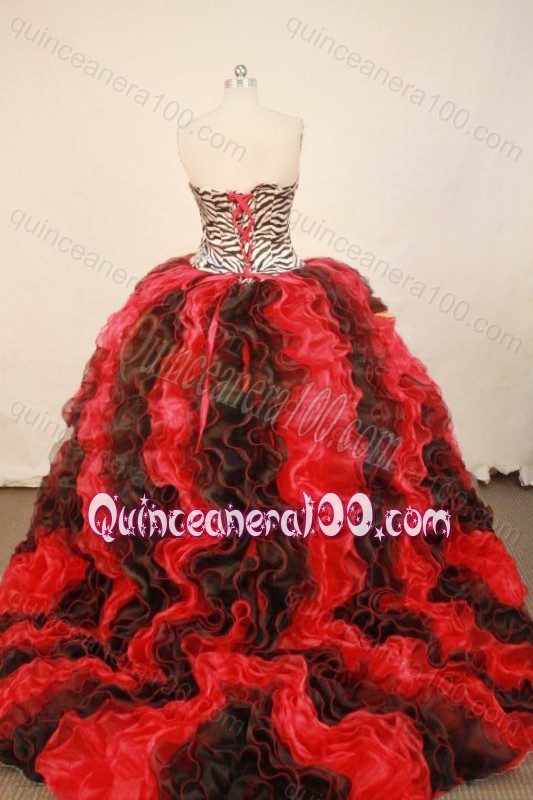 Perfect Ball Gown Sweetheart Beading and Ruffles Multi-color Quinceanera Dress