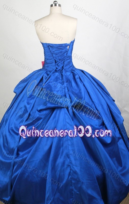 Popular Blue Ball gown Sash Beading Strapless Quinceanera Dresses