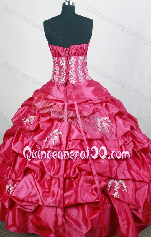 Popular Hot pink Ball gown Strapless Appliques Quinceanera Dresses