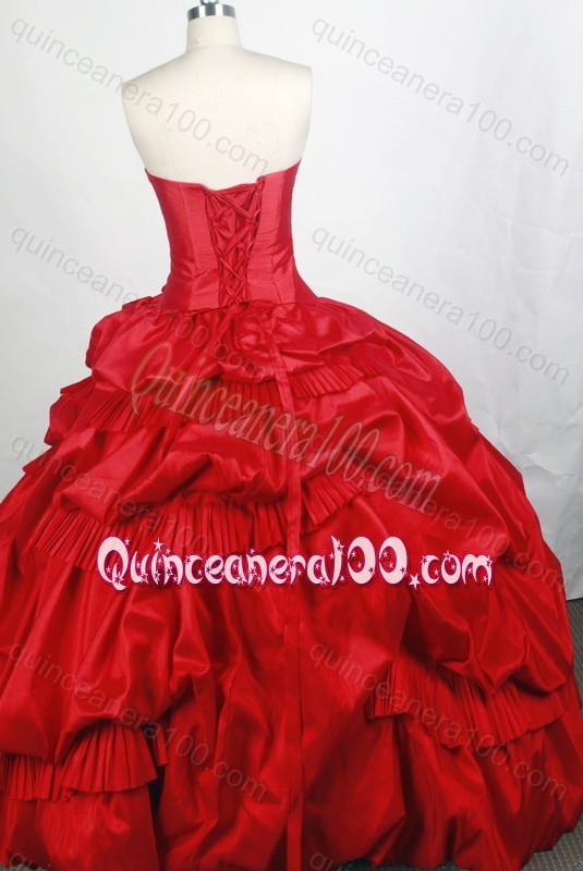 Popular Red Ball gown Strapless Pick-ups Quinceanera Dresses