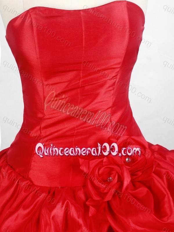 Popular Red Ball gown Strapless Pick-ups Quinceanera Dresses