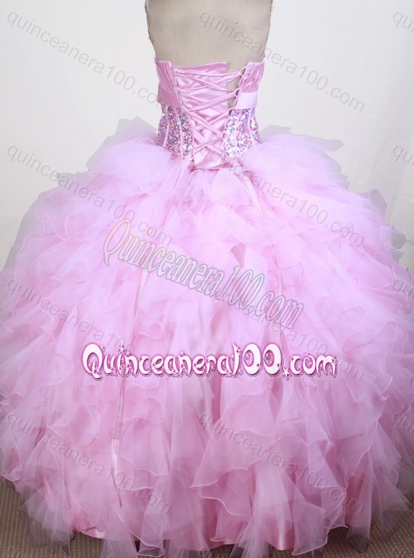 Sequins and Ruffles Pink Ball Gown Quinceanera Dresses