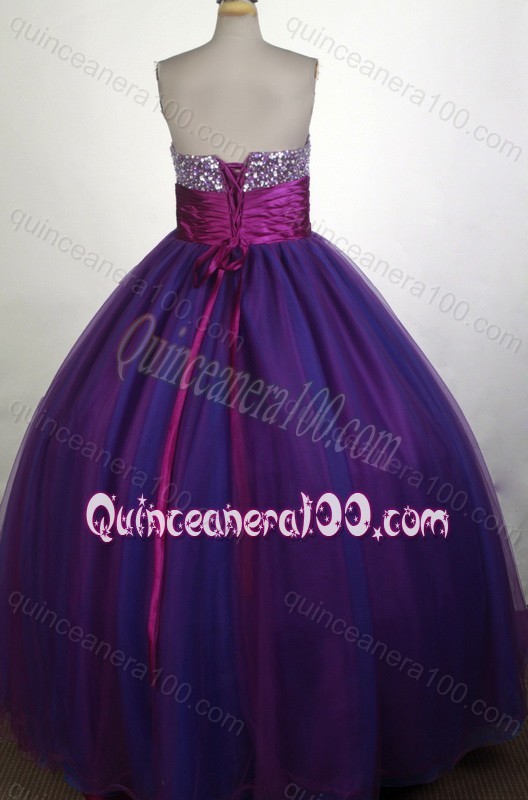 Sweetheart Sequins and Belt Ball Gown Quinceanera Dresses in Purple