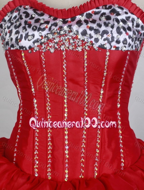 New Beading and Ruffles Ball Gown Sweetheart Red And Black Quinceanera Dresses