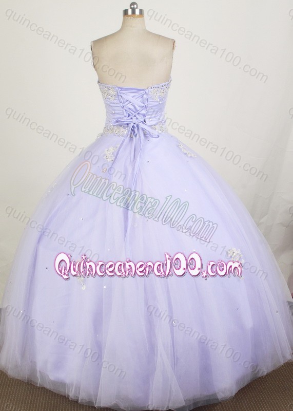 Sweetheart Appliques with Beading Ball Gown Lavender Quinceanera Dresses