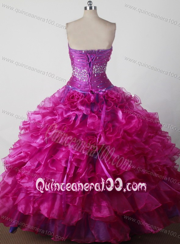 Gorgeous Beading and Ruffles Hand Made Flowers Little Girl Pageant Dress with Sweetheart