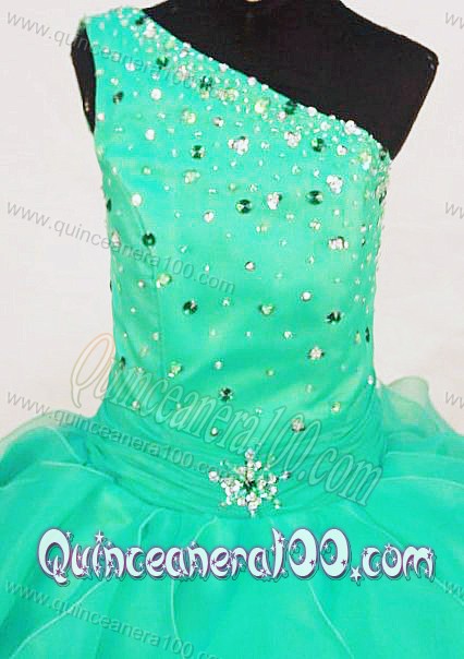 Turquoise Organza Beading Little Girl Pageant Dresses for Customize