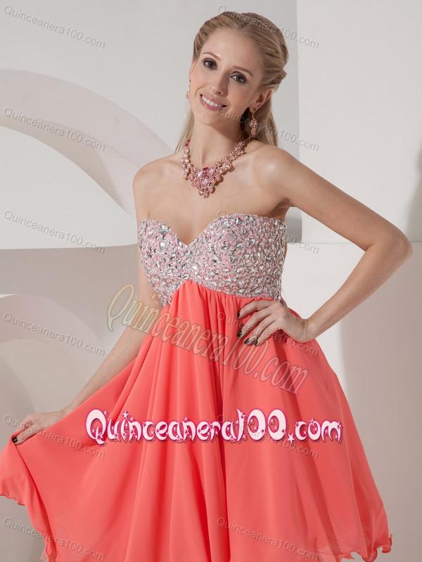 Sweetheart Beaded 16 Party Dress in watermelon