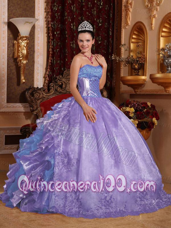 Modest Ball Gown Sweet Sixteen Quinceanera Dresses with Strapless Ruffles and Embroidery f