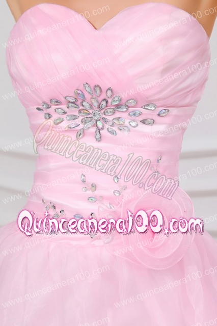 Beading and Ruffles Layered Sweetheart Quinceanera Dress in Baby Pink