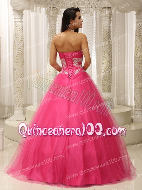 2014 A-line Sweetheart Rose Pink Quinceanera Dress with Appliques