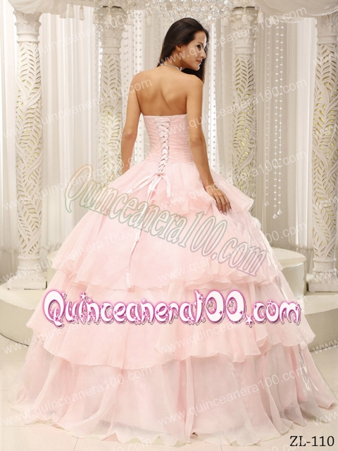 Ruched Bodice Hand Made Flowers Decorate Waist For Quinceanera Dress