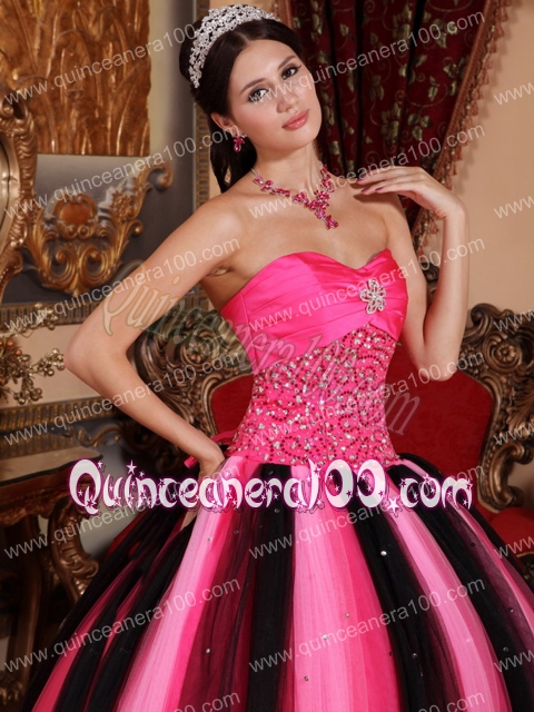 Multi-colored Ball Gown Sweetheart Floor-length Tulle Beading Quinceanera Dress