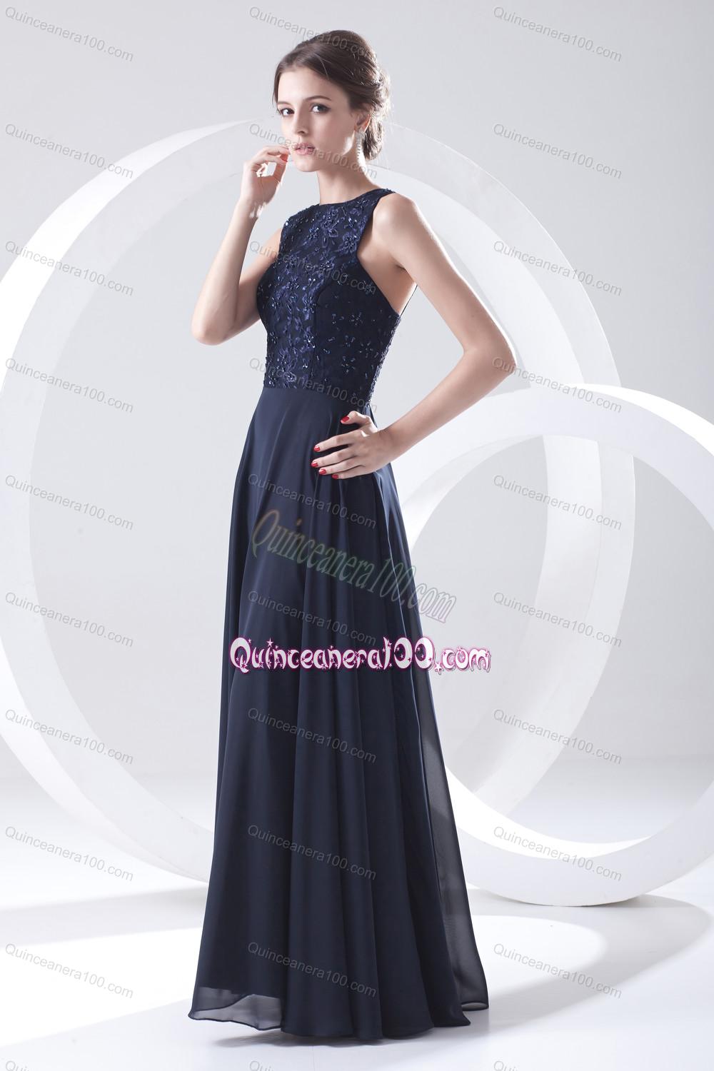 2014 Brand New Bateau Navy Blue Mother of the Dresses with Lace