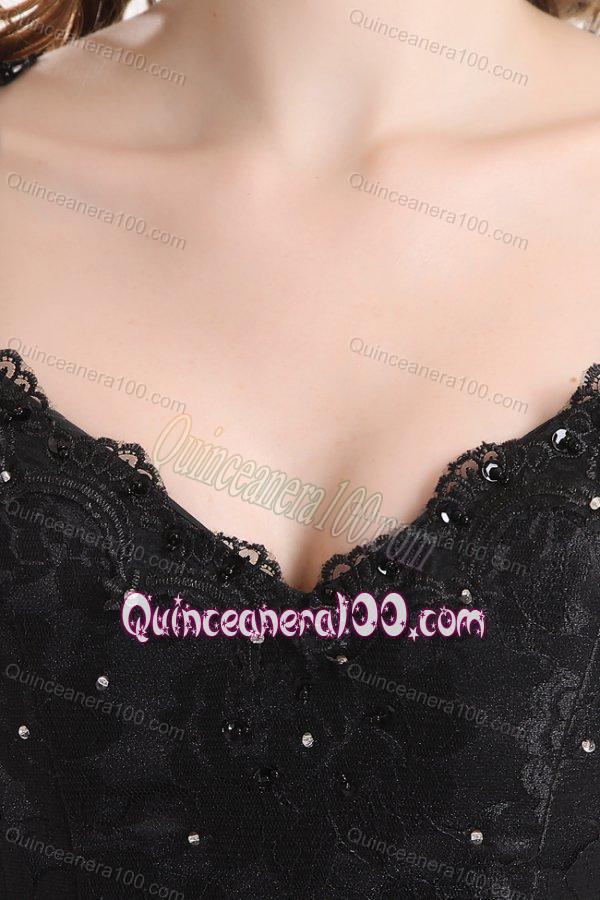 2014 Exquisite V-Neck Brush Train Black Mother of the Dresses