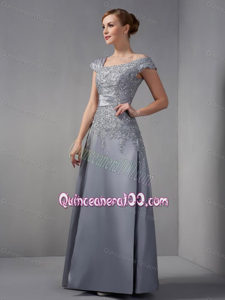 2014 Special Asymmetrical Gray Mother Of The Dress with Appliques