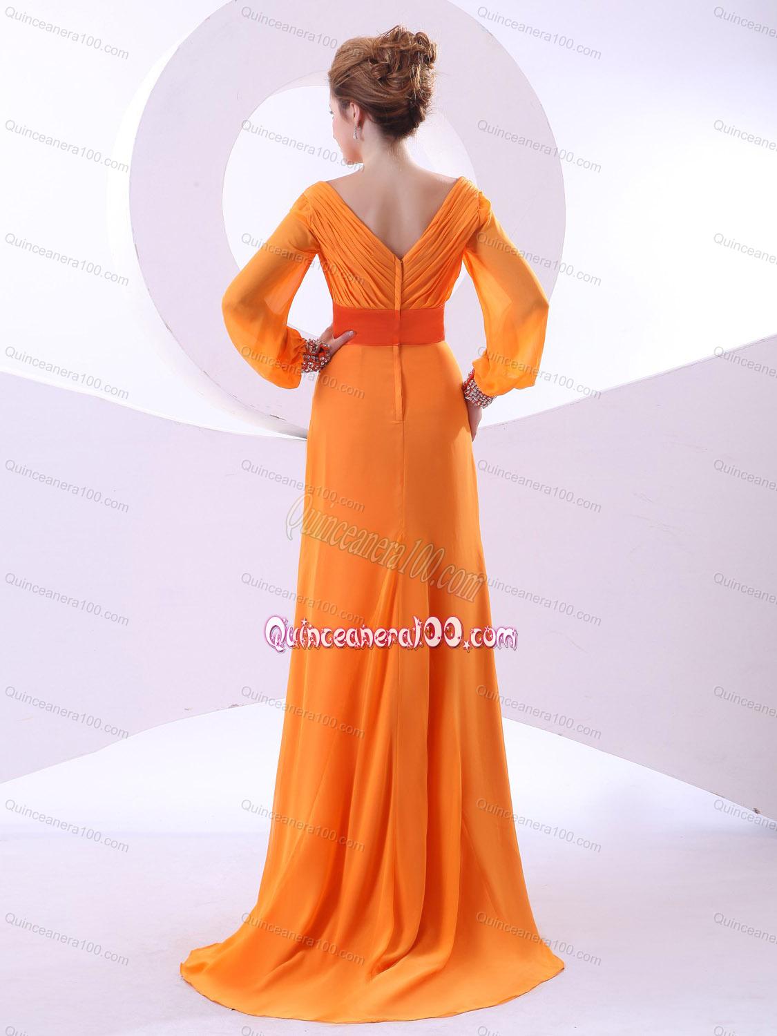 2014 The Brand New Style Orange Mother of the Dresses with Beading and Ruching