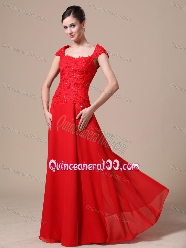 Luxurious Square Red Mother of the Dresses with Lace For 2014