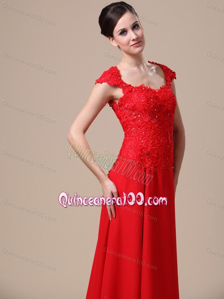 Luxurious Square Red Mother of the Dresses with Lace For 2014