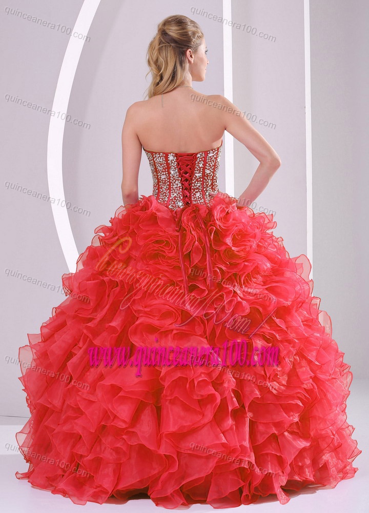 2015 Puffy Sweetheart Long Lace Up Quinceanera Gowns with Beading Ruffles