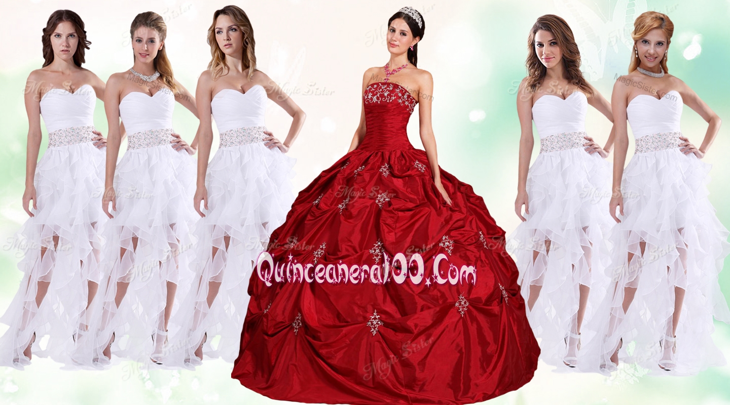 red quinceanera dama dresses
