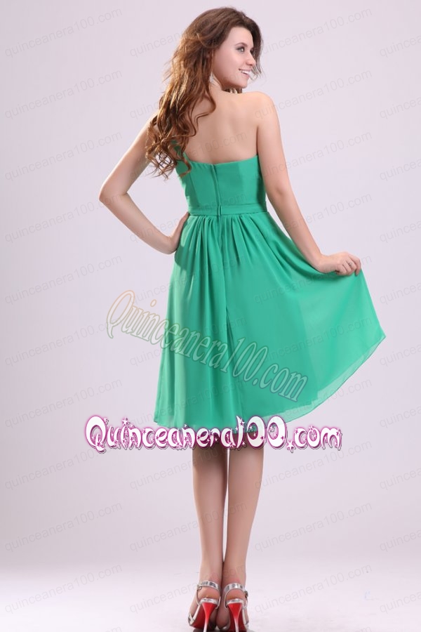 Turquoise Mother of the Dress with Bowknot and Ruching A-line One Shoulder