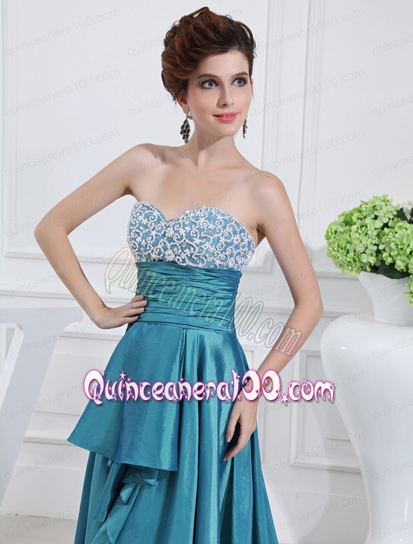 Sweetheart High-low Beading and Applique Taffeta Teal Mother of the Dress