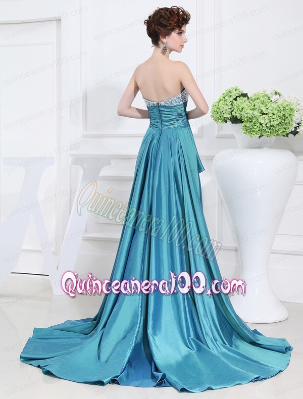 Sweetheart High-low Beading and Applique Taffeta Teal Mother of the Dress