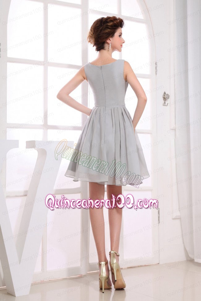 Bateau Grey knee-length Chiffon 2015 Mother of the Dress