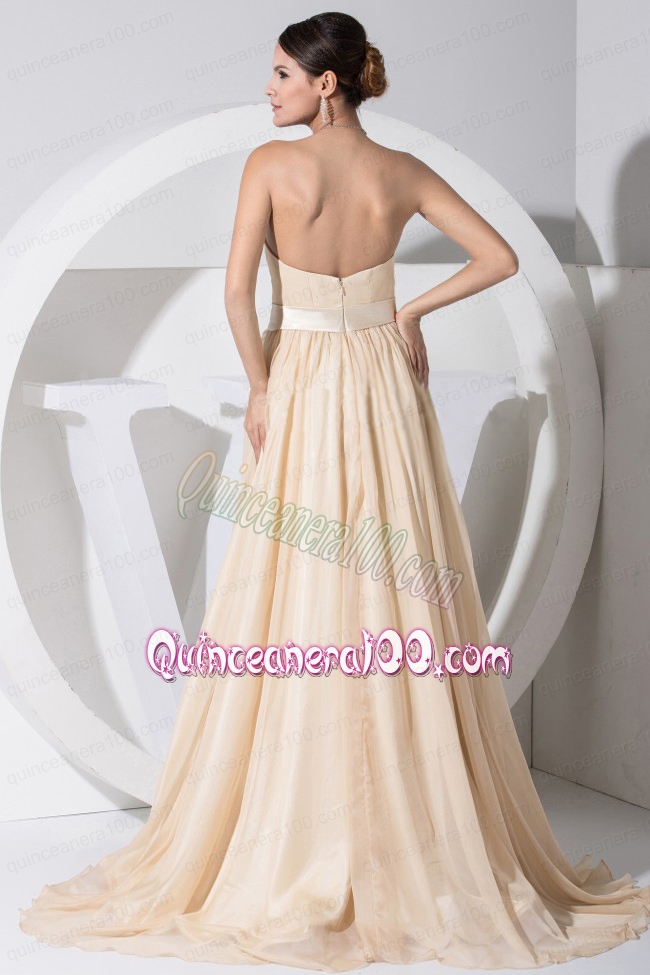 Champagne Sweetheart Neckline Chiffon Brush Train 2015 Mother of the Dress