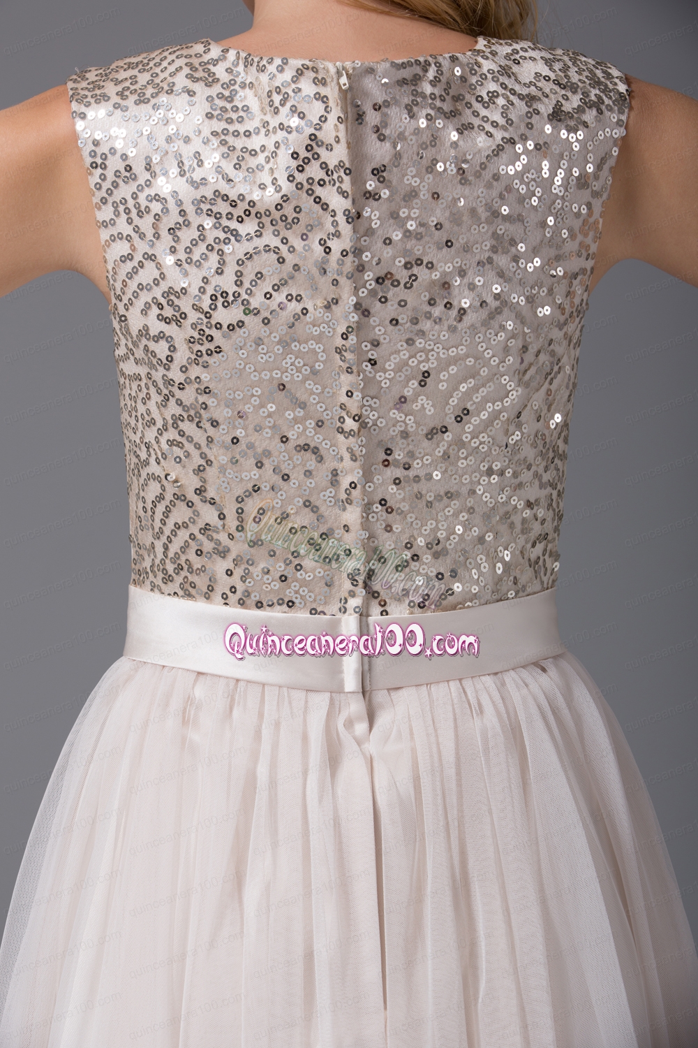 Princess Square Sash Tulle Sequins Mother of the Dress