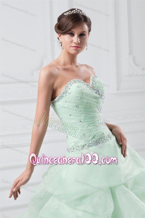 Beading and Hand Made Flowers Sweetheart Organza Quinceanera Dress