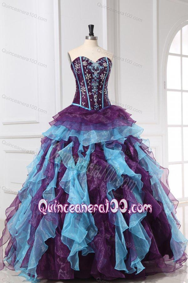 Sweetheart Beading and Appliques Multi-color Quinceanera Dress