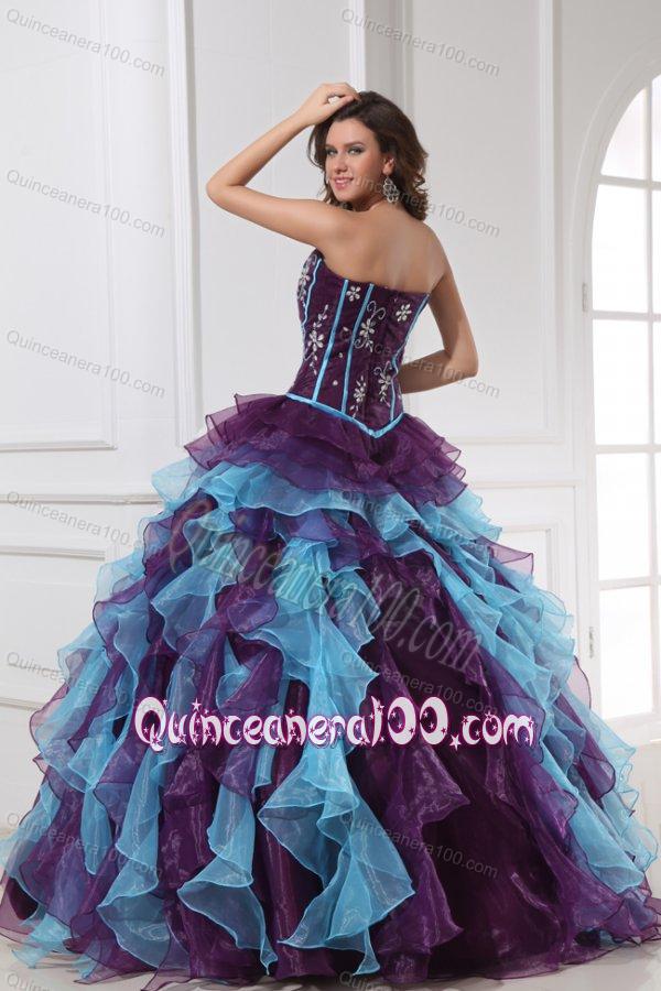 Sweetheart Beading and Appliques Multi-color Quinceanera Dress