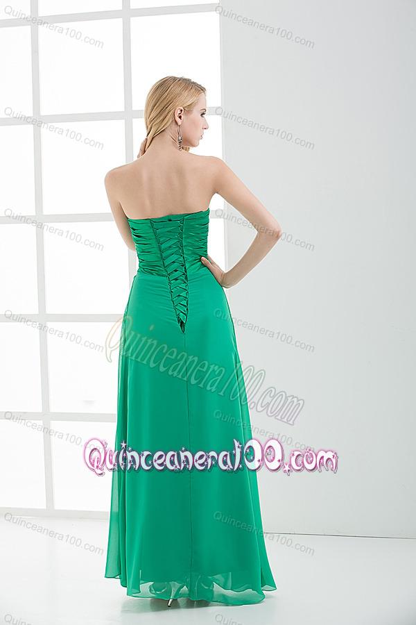 Empire Turquoise Sweetheart Floor-length BeadingDama Dresses