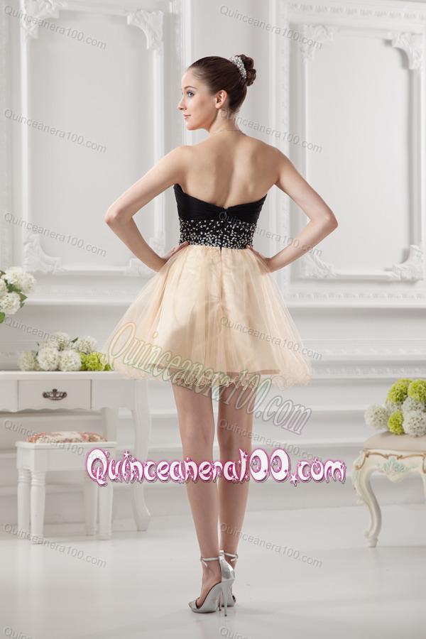 Sweetheart Organza Beading Organza Champagne Dresses for Dama