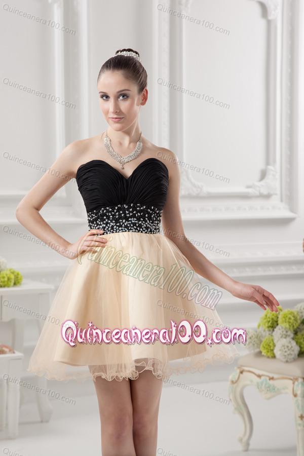 Sweetheart Organza Beading Organza Champagne Dresses for Dama