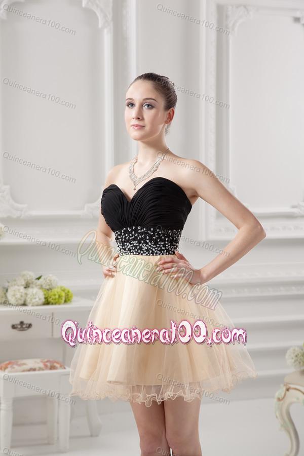 Sweetheart Organza Beading Organza Champagne Dresses for Dama