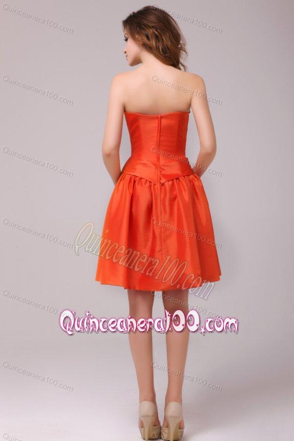 A-line Sweetheart Sashes Taffeta Orange Red Dresses for Dama