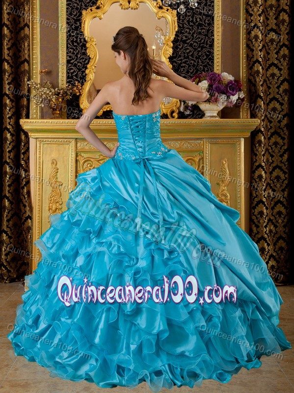 Baby Blue Ruffled for 2013 Sweet 16 Birthday Party Dress Cheap