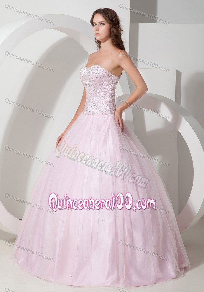 Baby Pink Ball Gown Sweetheart Beading Quinceanera Dress