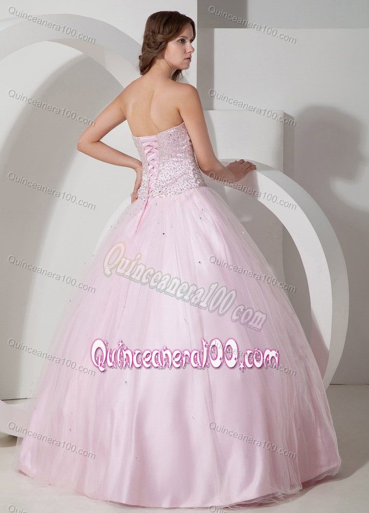 Baby Pink Ball Gown Sweetheart Beading Quinceanera Dress