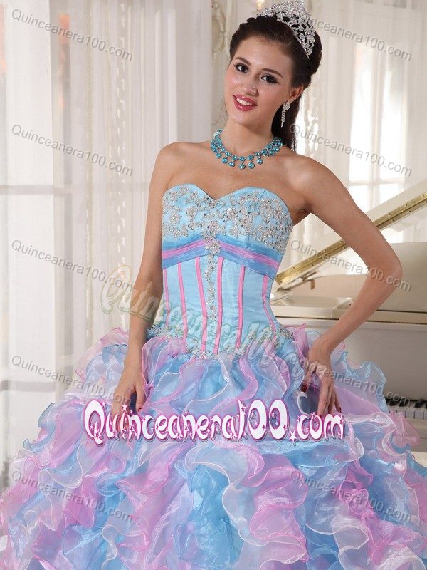 Multi-color Sweetheart Floor-length Appliques Quinceanera Dress