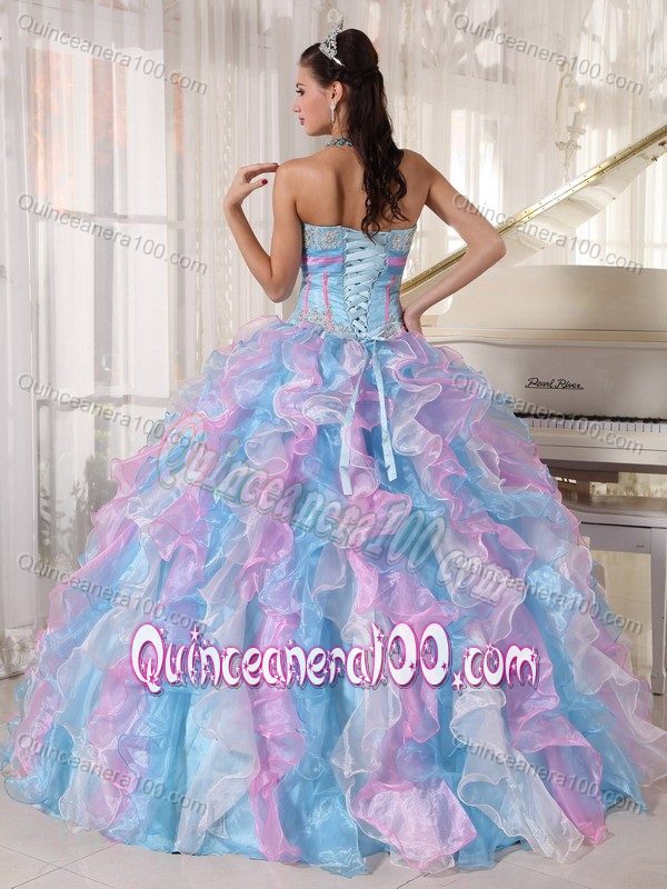 Multi-color Sweetheart Floor-length Appliques Quinceanera Dress