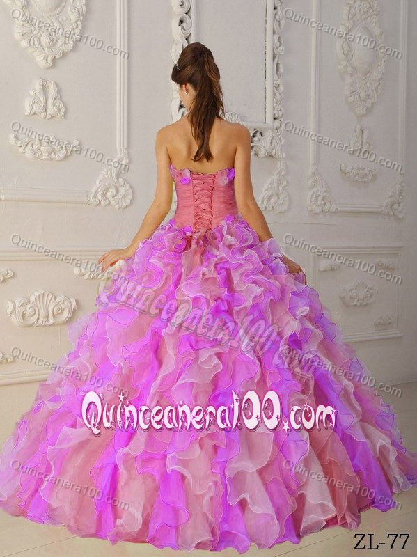 Ruffled Multi-Color Ball Gown Strapless Quinceanera Gown Dresses