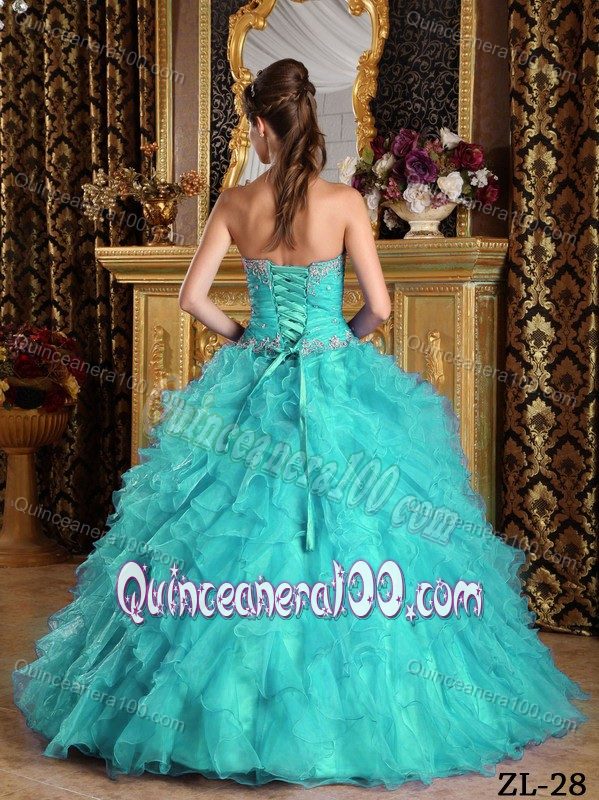 Ruffles Sweetheart Organza Quinceanera Dress with Appliques