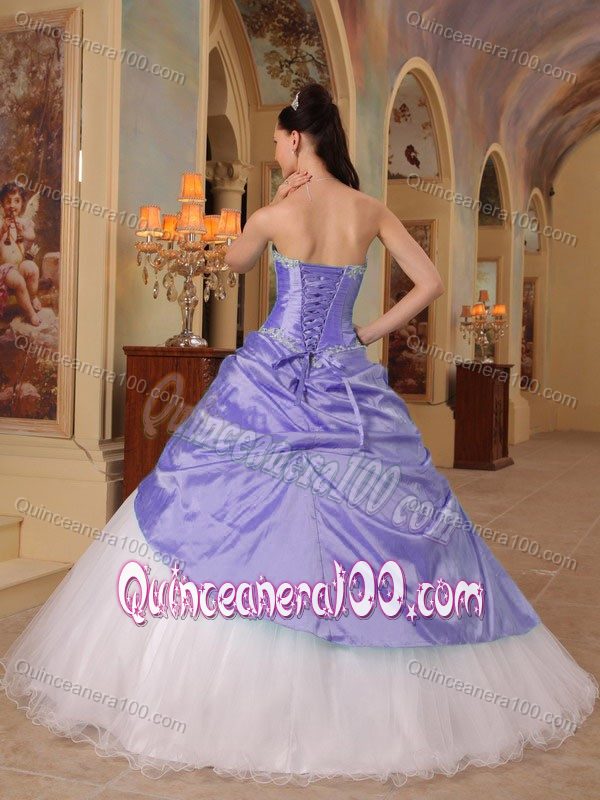 A-Line Sweetheart Lilac and White Quinceanera Dresses Gowns on Sale