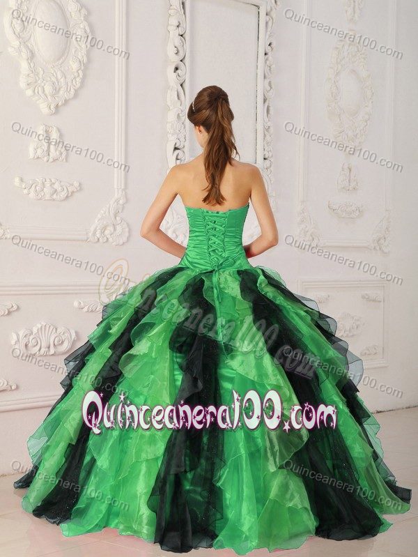 New Style Appliques and Ruffles Multi-color Strapless Dresses Of 15