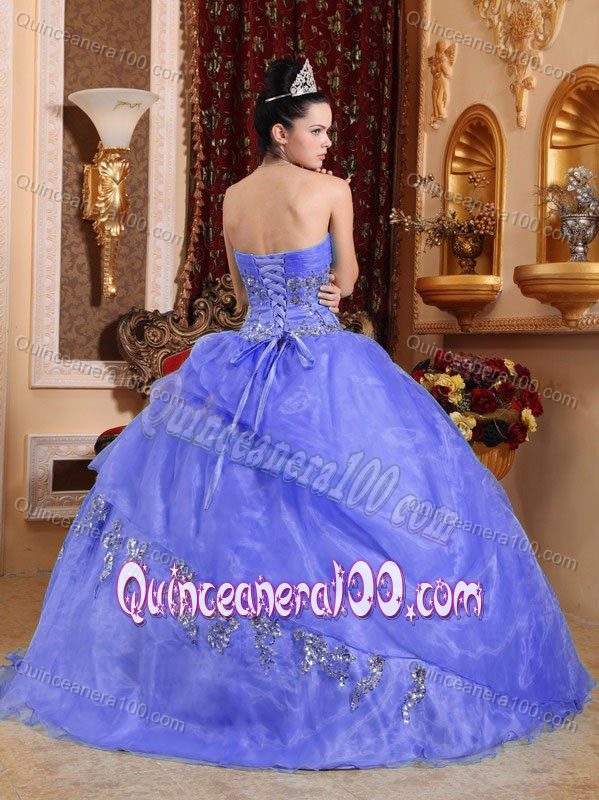 Ruche and Beading Sweetheart Organza Sweet 15 Dresses with Appliques